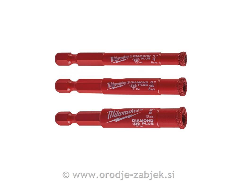 3-delni set svedrov Diamond Plus 1/4" MILWAUKEE