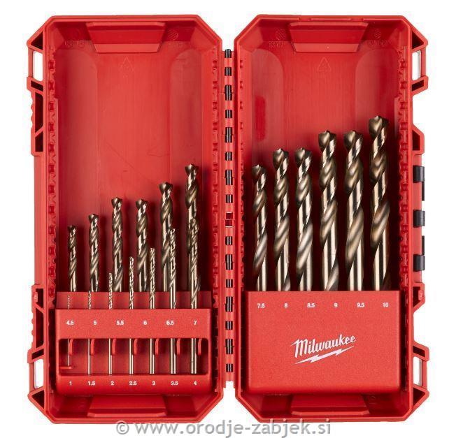 Set svedrov HSS-Co 19kos 1-10 mm MILWAUKEE