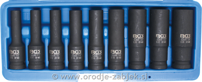 9-delni set nasadnih ključev 1/2" E10 - E24 BGS TECHNIC