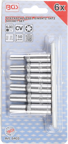 6-delni set nasadnih ključev 1/4", E4 - E10 BGS TECHNIC